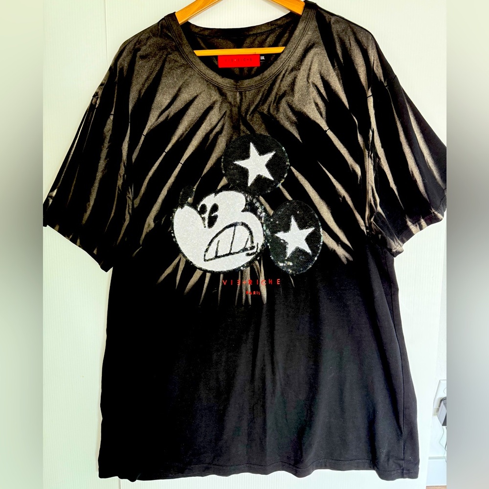 VIERICHE Black Sequined Mickey T-Shirt